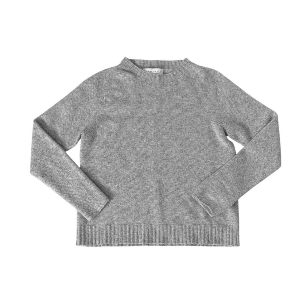 Bianco & Blu Womens Gray Merino Wool Cashmere Sweater M Made in Italy Classic